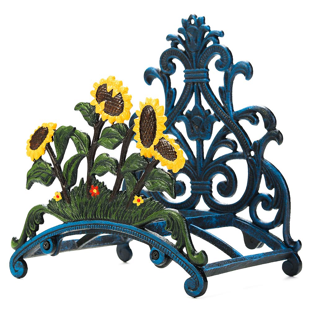 Sungmor Robuster Gartenschlauchhalter aus Gusseisen, Dekoration, handbemalt, Sonnenblumen-Wandmontage, Wasserschlauch-Aufhänger – Wanddekoration