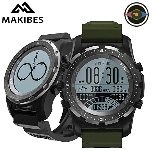 Makibes BR2 GPS Kompass Tachometer Sport Uhr Bluetooth Wandern Multi-Sport Fitness Tracker Smart Watch Tragbare Geräte (Grün)