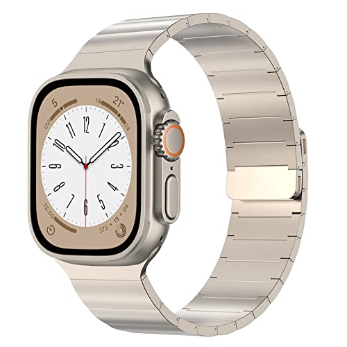 Arktis Armband kompatibel Apple Watch (Apple Watch Ultra) (Series 7/8) (Series SE/6/5/4) (Series 3/2/1) Apollo Edelstahl Ersatzarmband Magnetischer Verschluss (49/45/44/42 mm, Polarstern)