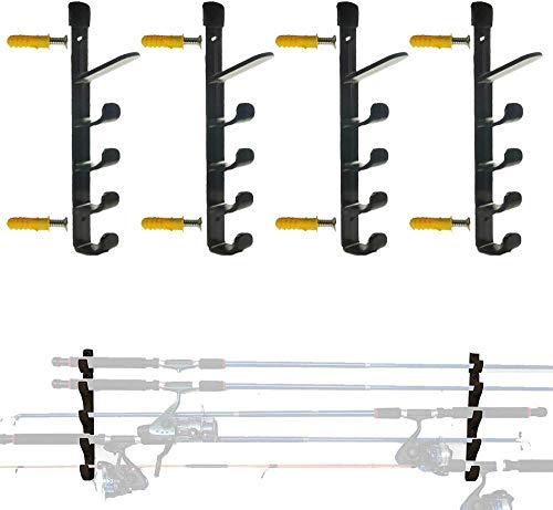 XHUENG Nützlich Horizontal Angelrute Storage Rack-Halter Wandhalterung 10 Angelrute W Schrauben zu halten - No Angel