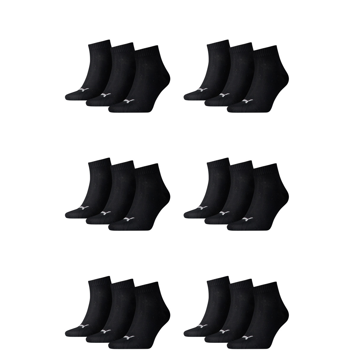18 Paar Puma Unisex Quarter Socken Sneaker Gr. 35 - 49 für Damen Herren Füßling...