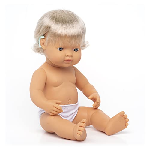 Babypuppe europäisches Mädchen 38cm, mit Hörgerät, ohne Unterwäsche