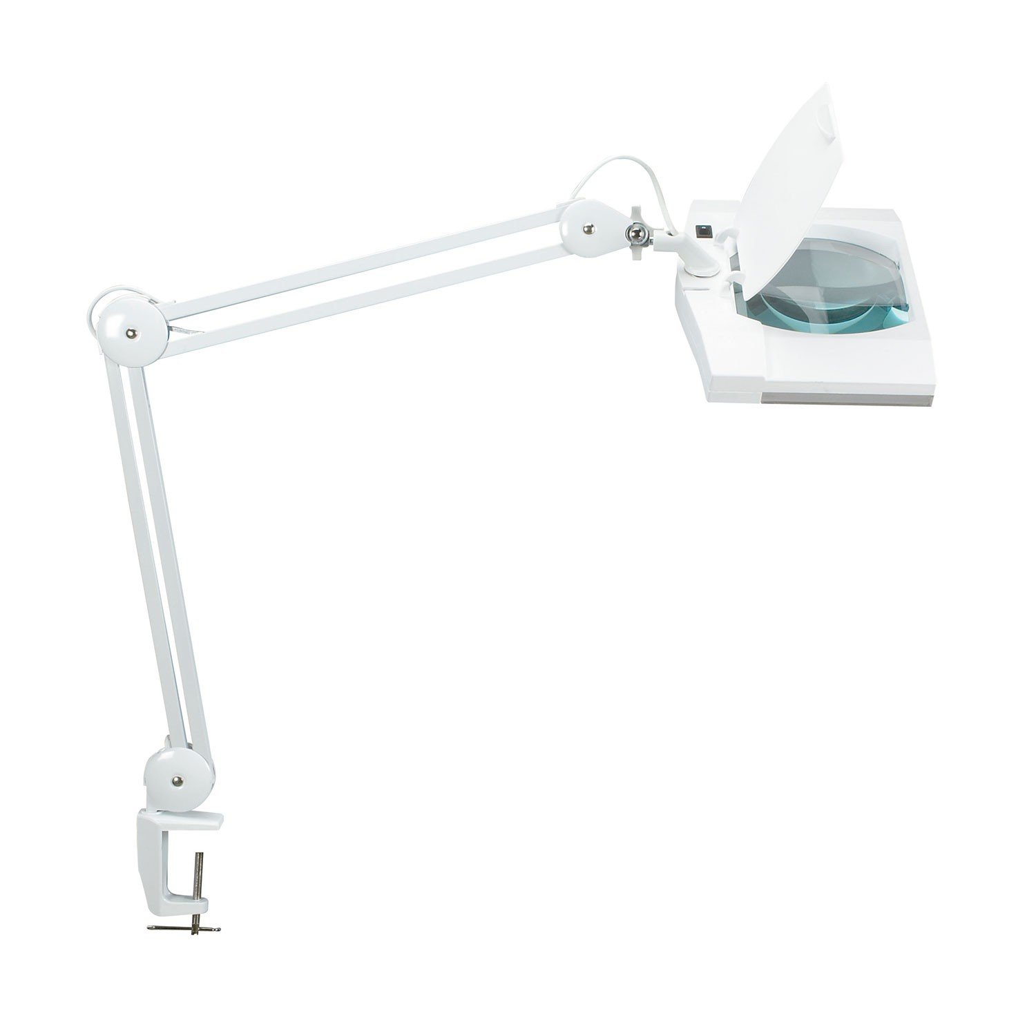 MAUL Lupenleuchte MAULvitrum | LED Lupenleuchte mit Klemmfuß für präzise Arbeiten in Werkstatt, Büro und medizinischen Praxen | Tageslichtlampe mit großer Linse 307 cm² | Weiß