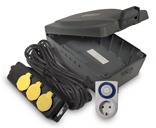 Masterplug Outdoor Elektro-Box XXL mit Steckdosenleiste und Zeitschaltuhr