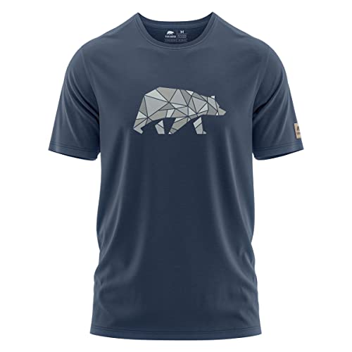 FORSBERG Espenson T-Shirt mit stylischem Bär Brustlogo Rundhals für Herren schwarz, Farbe:dunkelblau/grau, Größe:XL