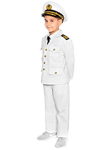 Maskworld Authentisches Kapitän Kinder-Kostüm - Verkleidung Uniform Anzug für kleine Seefahrer - Karneval Fasching & Halloween - Größe 104