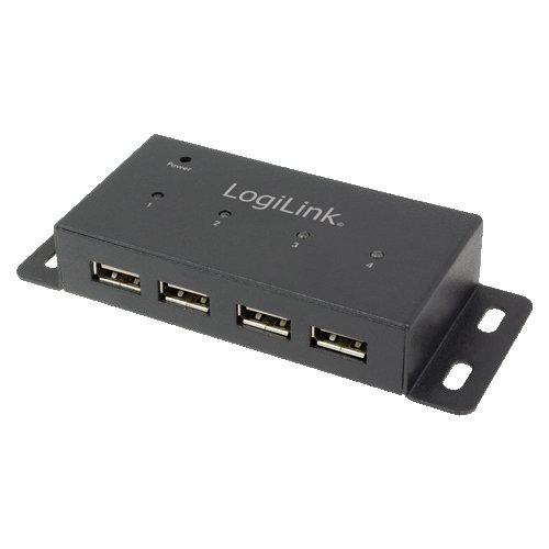 LogiLink USB 2.0 Hub 4-Port mit Netzteil Metall [UA0141]