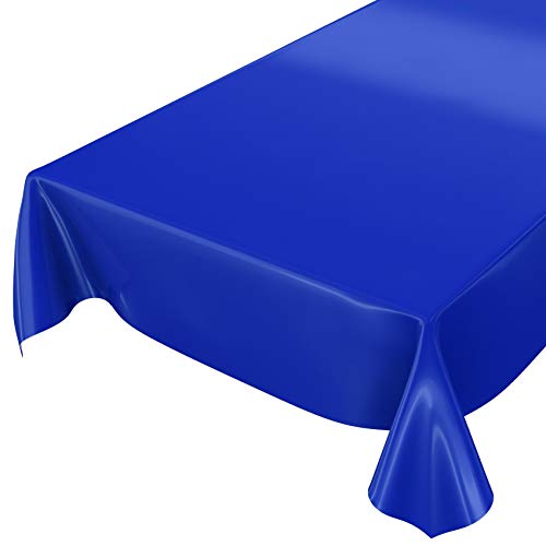 ANRO Wachstuchtischdecke Wachstuch abwaschbare Tischdecke Uni Glanz Einfarbig Dunkelblau 180x140cm eingefasst