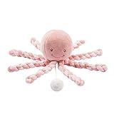 Nattou 877596 Spieluhr Oktopus, Wiegelied «La-Le-Lu», Für Neugeborene und Frühchen, 23 cm, Lapidou, Altrosa/Hellrosa