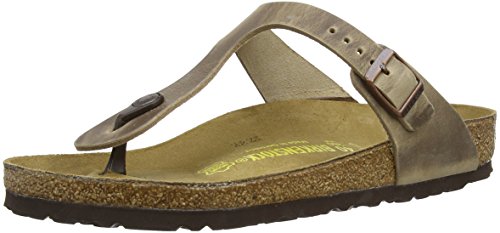 Birkenstock Damen Gizeh Greased Leather Sandalen, Braun (Tabacco Brown), 38 EU