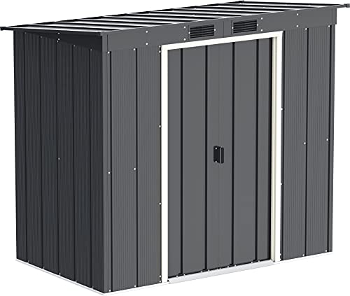 Duramax ECO Pent Roof 6 x 4 Hot-Dipped Galvanized Metal Garden Tool Storage Shed-Anthracite with Trimmings Gartenhaus aus Metall, Anthrazit/Off-White