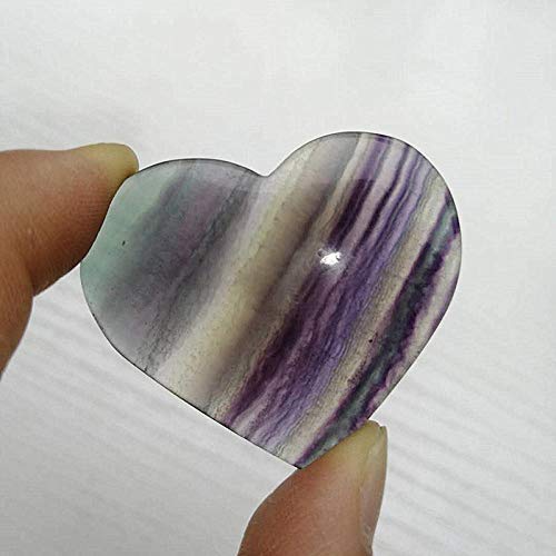 Natürlicher Regenbogen Fluorit Kristall Quarz Herz Schnitzen Bunter Herz Liebesstein für Geschenke-1 Stück_ca. 30-40 mm