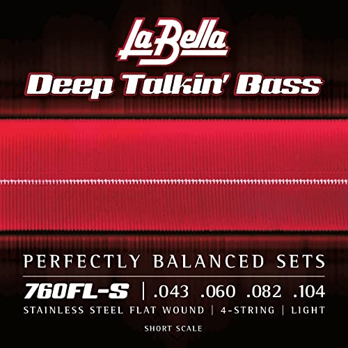 La Bella 760FL-S Bassgitarren-Saite aus Edelstahl, flach gewickelt, leichte kurze Mensur
