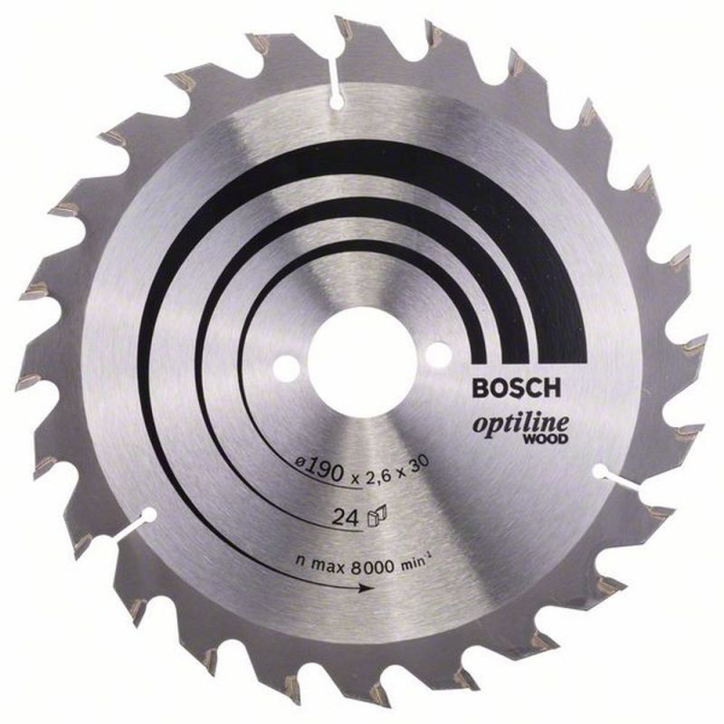 Bosch Kreissägeblatt Optiline Wood für Handkreissägen, 190 x 30 x 2,6 mm, 24 2608640615