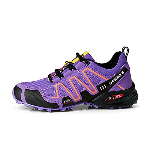 WYUKN Fahrradschuhe Damen - Rennradschuhe Mountainbike Fahrrad MTB Schuhe, rutschfeste und Atmungsaktive Freizeitschuhe,purple-38EU