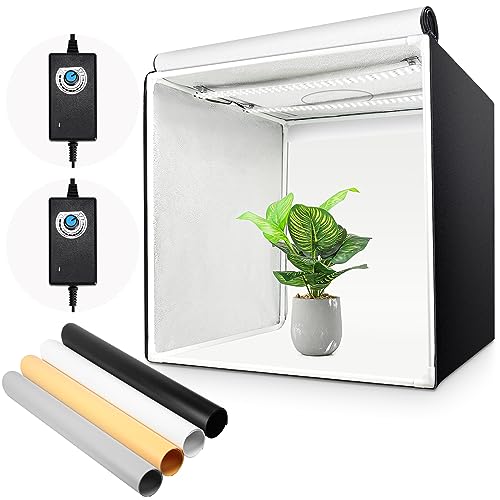 Yorbay Fotostudio Set 60 x 60 x 60cm LED-Fotobox Lichtbox Lichtwürfel Profi Fotografie Lichtzelt inkl. 3 PVC-Hintergrundfolien (schwarz, rein weiß, warm-weiß) Mehrweg