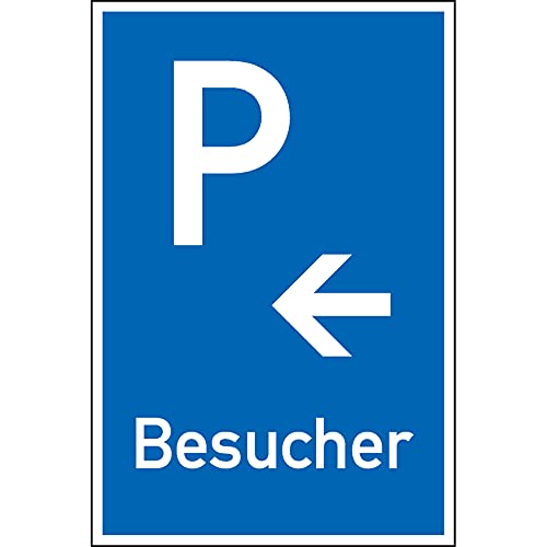 Schild I Parkplatzschild Besucher mit Pfeil links, Kunststoff, 250x400mm