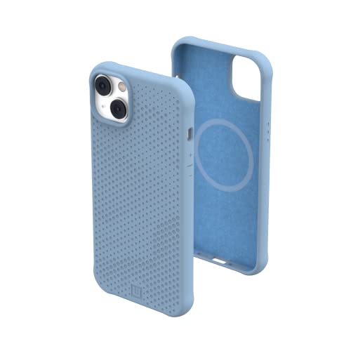 U by UAG [U] Dot Case kompatibel mit Apple iPhone 14 Plus Hülle [Soft-Touch Silikon, Texturiertes Design, Wireless Charging/Magnetisches Aufladen kompatibel] Cerulean