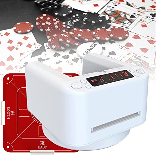 Lxwyq Vollautomatischer Kartenhändler, um 360° drehbarer Kartenspalter mit Poker-Tischdecke, tragbarer elektrischer Spielkartenhändler für 2-8 Personen, Keine Mischfunktion