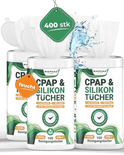 100x CPAP Reinigungstücher für Sauerstoffmasken Mapeau, Reinigung von Silikon Produkten, Gummi und Kunststoffen, duftfrei ohne Alkohol (4)