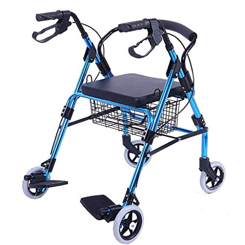Gehgestell mit Fußpedal, Gehhilfe für ältere Menschen, Einkaufswagen, Reisewagen, kann sitzen, zusammenklappbarer Rollator, rutschfester Gehstock mit Krankenhaushilfen