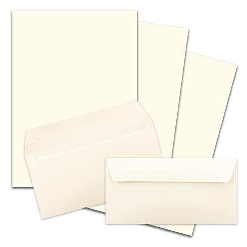 150x Briefpapier Set DIN A4 mit DIN Lang Briefumschlägen, Haftklebung - Naturweiß - mattes Schreibpapier mit Kuverts - FarbenFroh by GUSTAV NEUSER