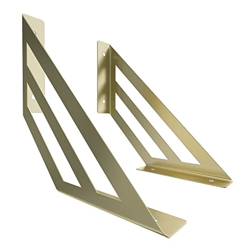 2x sossai® Design Regalträger Truss aus Stahl, 200 x 200 mm, Gold pulverbeschichtet