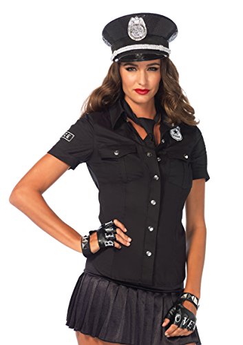 LEG AVENUE 2640-2Tl. Kostüm Set Polizeihemd, Größe S, schwarz, Damen Karneval Kostüm Fasching