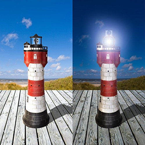 Jürgen Westerholt GmbH Solar Leuchtturm Roter Sand aus Polyresin Kunstharz mit Einer weißen LED