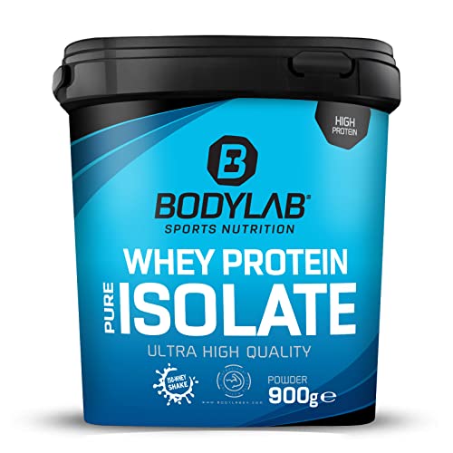 Whey Protein Isolate 900g Himbeer Joghurt Bodylab24, Eiweißpulver aus Whey Isolat, Whey Protein-Pulver kann den Muskelaufbau unterstützen, konzentriertes Iso-Whey-Protein frei von Aspartam