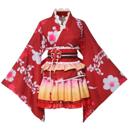 GRACEART Yukata Kimono Kostüm Cosplay Einstellen (Rot)