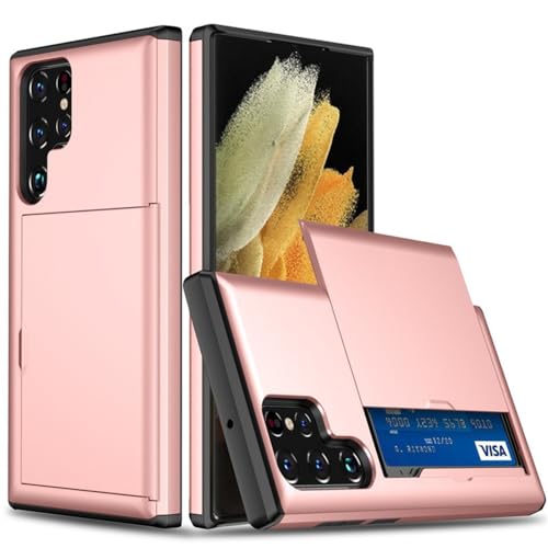 Brieftaschen-Abdeckung für Samsung Galaxy S22 S20 S21 FE Plus Handyhülle mit Kartenhalter-Shell für Galaxy S22 S21 Note 20 Ultra, Roségold, für Samsung S21 FE