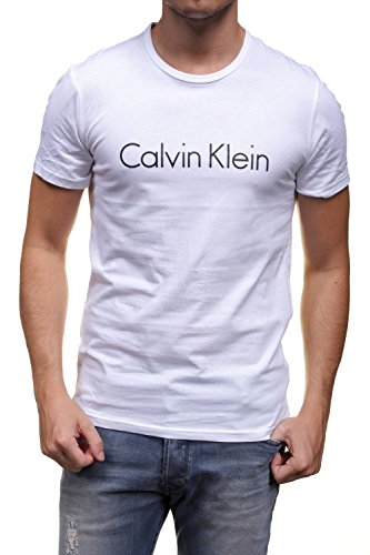 Calvin Klein Herren Schlafanzugoberteil Comfort Cotton - S/S Crew Neck Gr. Small (Herstellergröße: S) Weiß (WHITE 100)