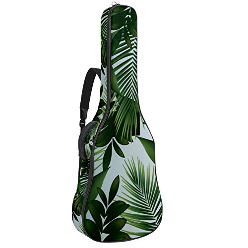 Gitarren-Gigbag, wasserdicht, Reißverschluss, weicher Gitarren-Rucksack, Bassgitarre, Akustik- und klassische Folk-Gitarre, exotische grüne Blätter