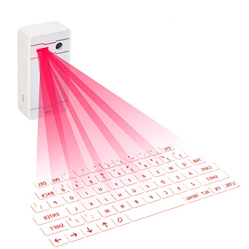Zeerkeers Mini Virtuelle Laser Tastatur Bluetooth Drahtlose Projektion Mini Tastatur Tragbare für Computer Telefon Pad Laptop (Weiß)