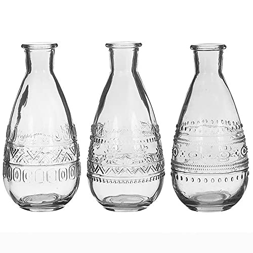 12 x Vasen im Vintage-Look mit stilvoller Glasmusterung - Tischdeko - Tischvasen - Blumenvase - Glasflasche mit Korken - Öllampe (12 x Vase Rom (H 15,8/Ø7,5 cm))