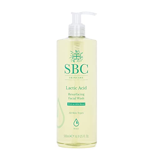 SBC Skincare - Gesichtsreinigungsgel mit Milchsäure - 500 ml - Entfernt Unreinheiten - Verbessert Hautton und Hautbild - Feuchtigkeitsspendendes Gel - Lactic Acid Facial Cleanser