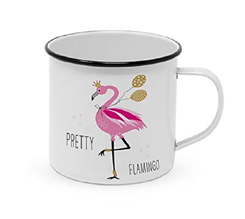 Paperproducts Design Happy Metal Mug, pulverbeschichtete Metalltasse, 400 ml (Pretty Flamingo)