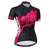 Radtrikot Frauen Fahrrad Trikot MTB Trikot Tops für Frau Damen Radtrikot Pro Team Mountain Road Trikot Kurzarm Renn Hemden atmungsaktiv Sommer Kleidung schwarz Größe L