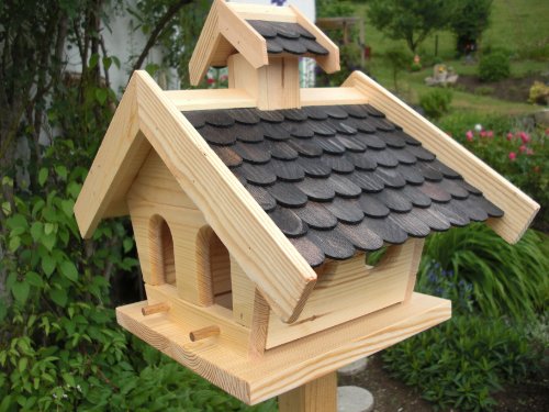 Vogelhaus-XL Schwarz-(V15)-Vogelhäuser Vogelfutterhaus Vogelhäuschen-aus Holz- Schreinerarbeit-