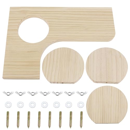 eMagTech 4er Set L-Form mit Löchern/Runde Holzplattform Stehplattform für Hamster, Rennmäuse, Chinchillas, Papageien Natürlicher Wohnraum Hamsterkäfig Zubehör