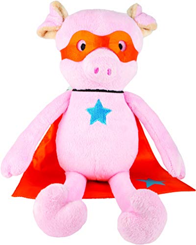 Suki Gifts 14436 Superheld Power Pig Schwein Kuscheltier, mehrfarbig