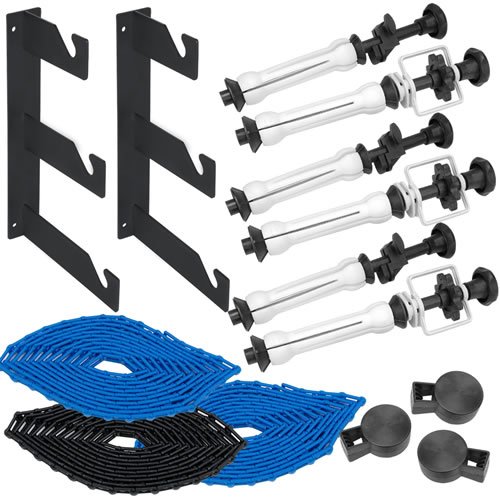 proxistar Hintergrund Wandmontage-Set 3-Fach Set mit 2X Kette blau + 1x schwarz