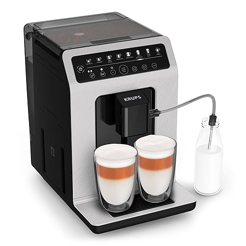Krups EA897A Evidence ECOdesign Kaffeevollautomat | One-Touch-Cappuccino | ökologisch | Touch-Steuerung | personalisierbar | Brühgruppe aus Metall | langlebig | Weiß/Schiefer-Optik