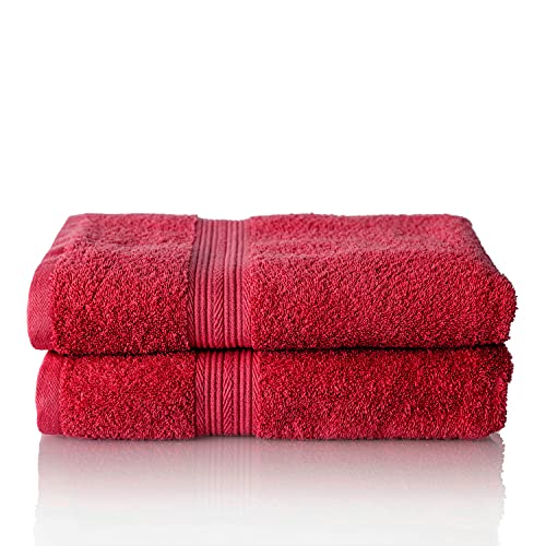 ALCLEAR Premium Frottier Handtuch Set, Frotteeserie in 6 Farben und 5 Größen, Farbe: ROT,2X Duschtücher 70x140 cm