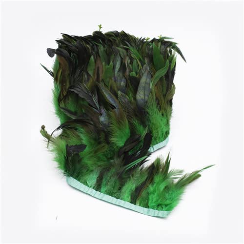 10 Meter bunte Rooser Tails Federborte 10–17 cm Hühnerfederfransenbesatz auf Satinbändern für Kleiderdeko
