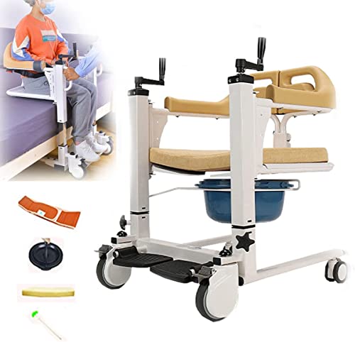 Patientenlift Rollstuhl für den Heimgebrauch, trinkbarer Sturzprävention, Patienten-Transferheber mit 180° geteiltem Sitz, Nachttischkommode mit Töpfchen, Transferhilfe für Krankenpflege, gelähmte