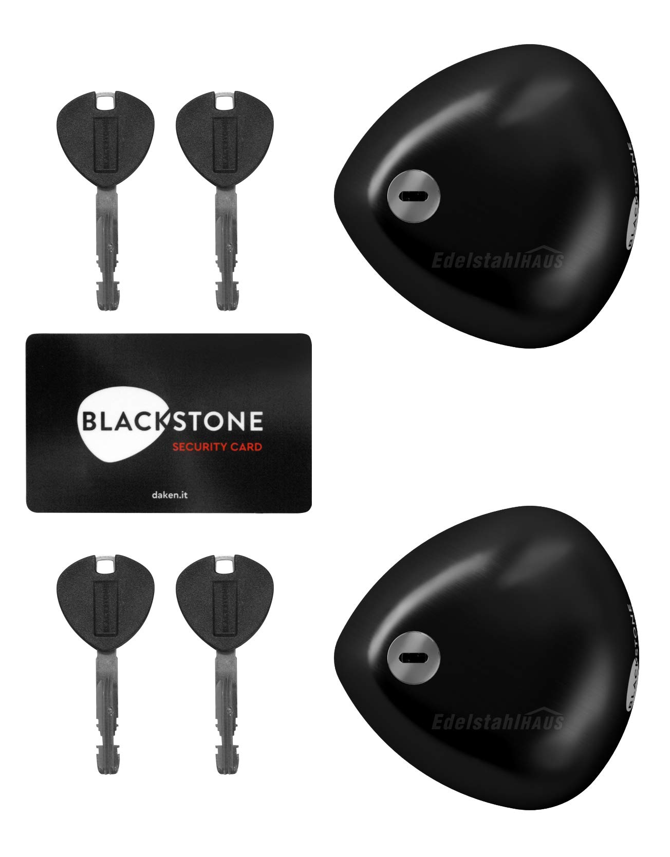 2 Stück Automatische Sicherheitsschlösser Daken Blackstone Combo, gleichschließend aus Edelstahl für Transporter für Hecktür und Seitentür in schwarz, Edelstahlhaus