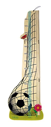 Hess Holzspielzeug 14627 - Messlatte aus Holz für Kinder, Serie Fußball, handgefertigt, klappbar, geeignet für eine Körpergröße von ca. 80 bis 148 cm