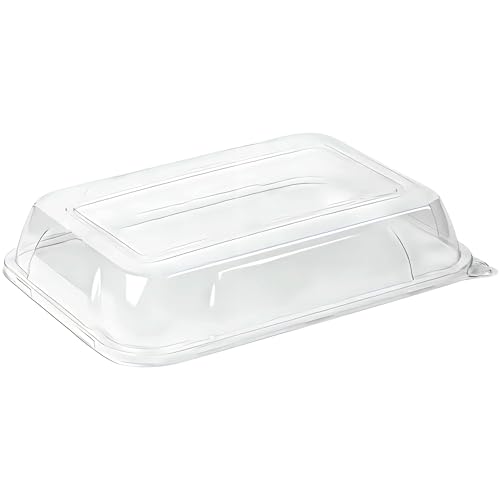 Bluesky Charmanter transparenter Kunststoffdeckel – 20,3 x 27,9 cm (48 Stück) – rechteckiges Tablett – perfekt für die Aufbewahrung von Lebensmitteln und Catering